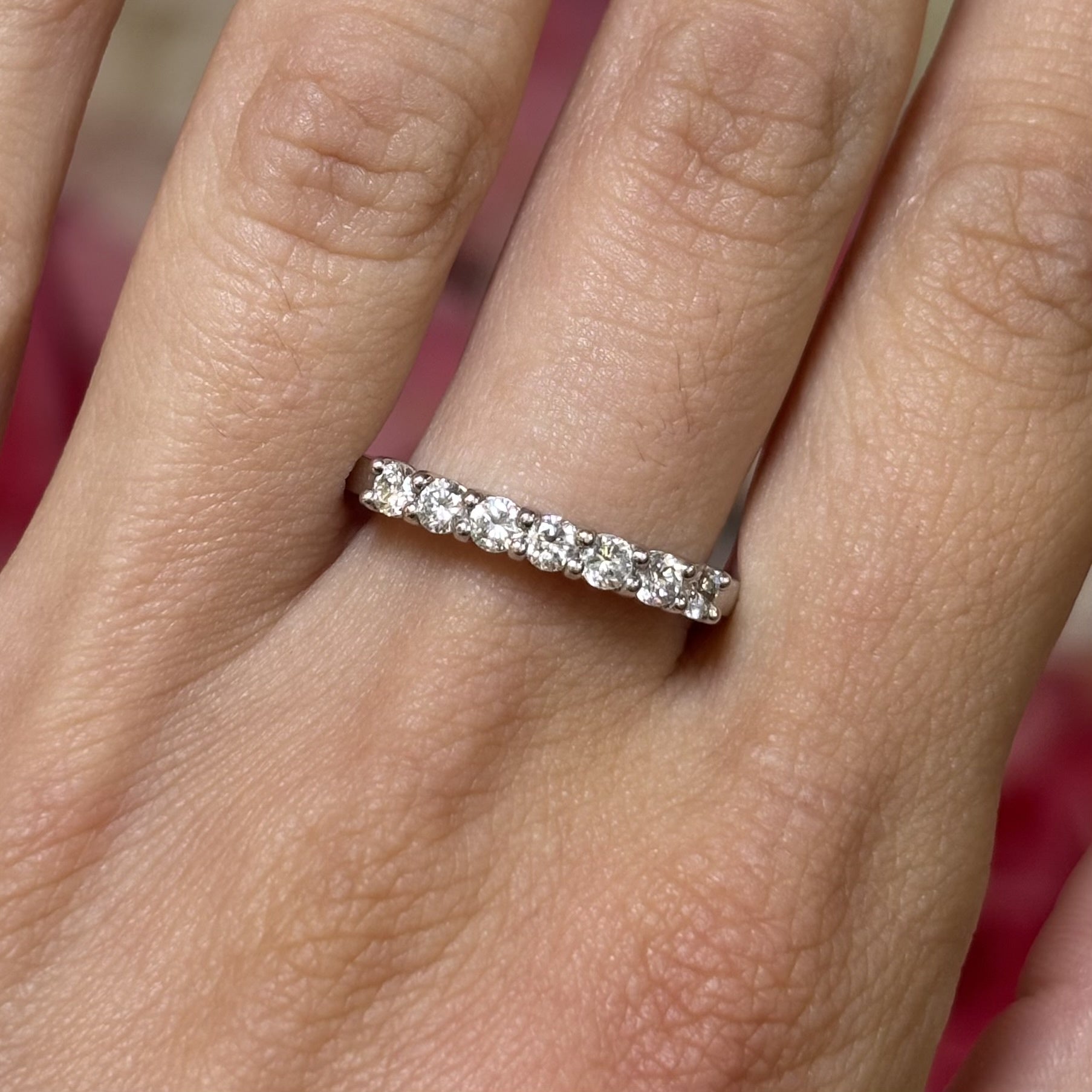 18ct White Gold 0.40ct Diamond Shared Claw Set 1/2 Eternity Ring