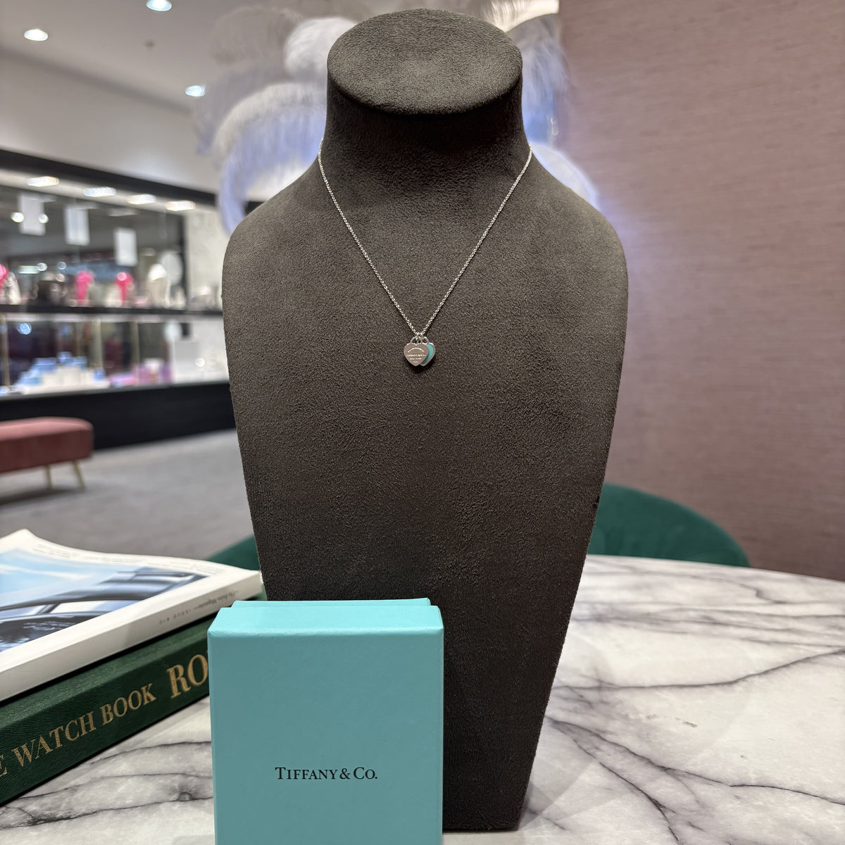 Pre-Owned Return To Tiffany Mini Double Heart Pendant &amp; Chain