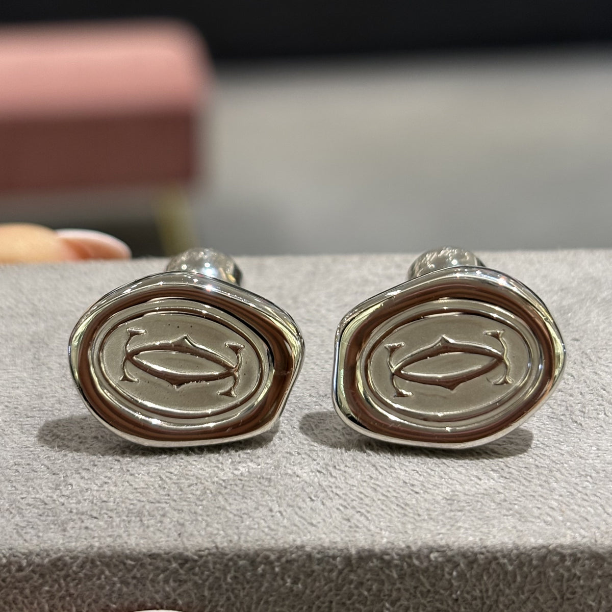 Pre-Owned Cartier Wax Seal Silver Cuff Links