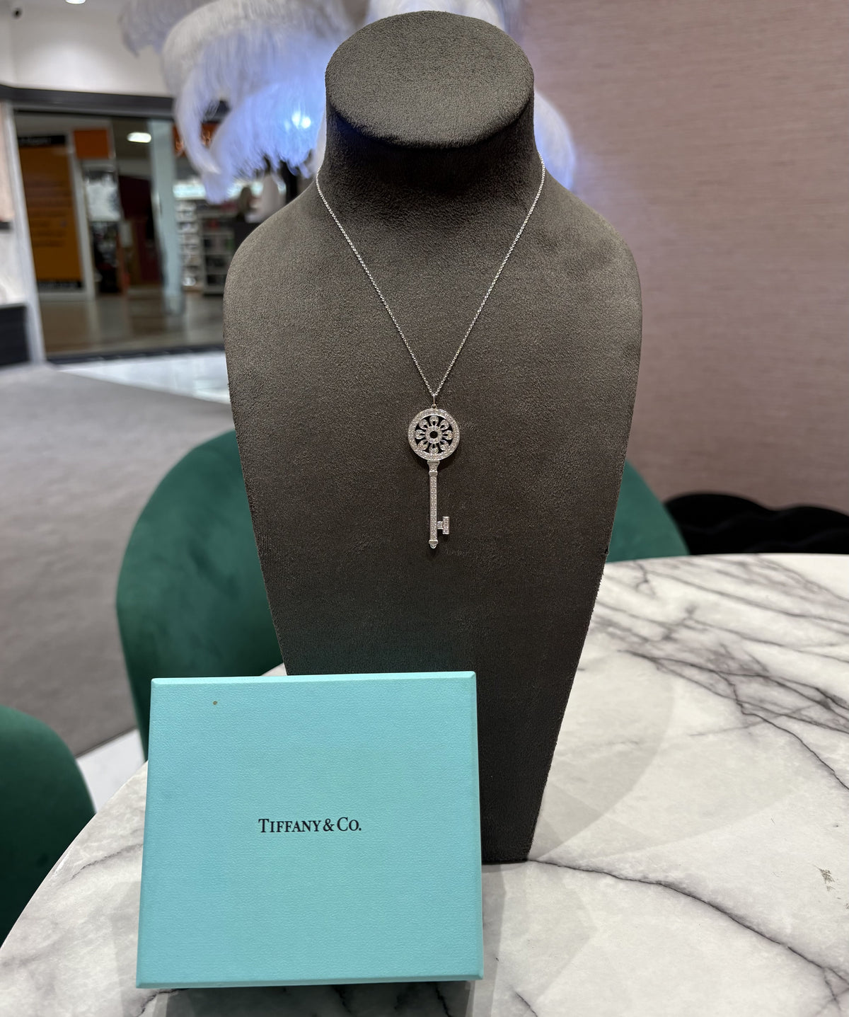 Pre-Owned Tiffany &amp; Co Platinum 1.09ct Diamond Key Pendant