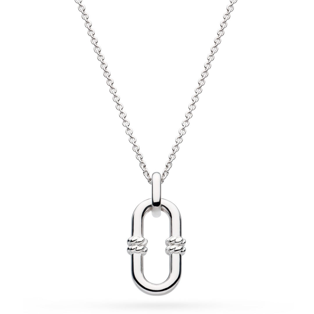 Silver Marina Rope Bar Link Necklace 18"