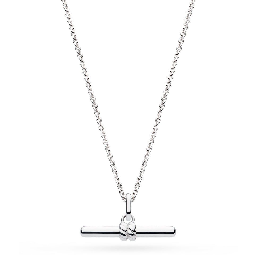 Silver Marina Rope T-Bar Necklace 18"