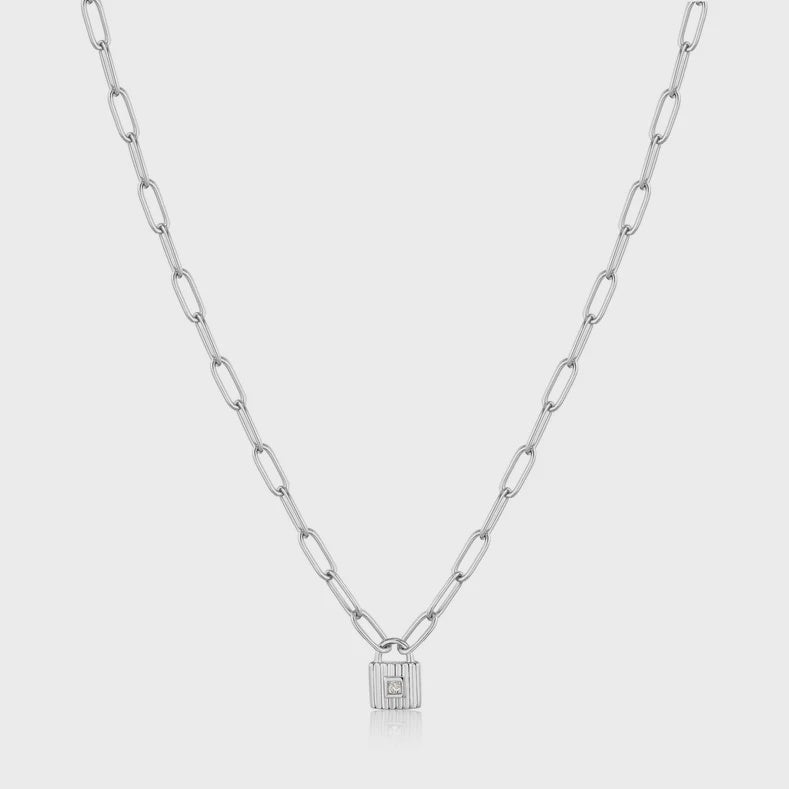 Silver Chunky Chain Padlock Necklace