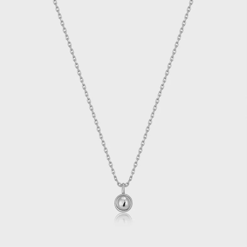 Silver Orb Drop Pendant Necklace