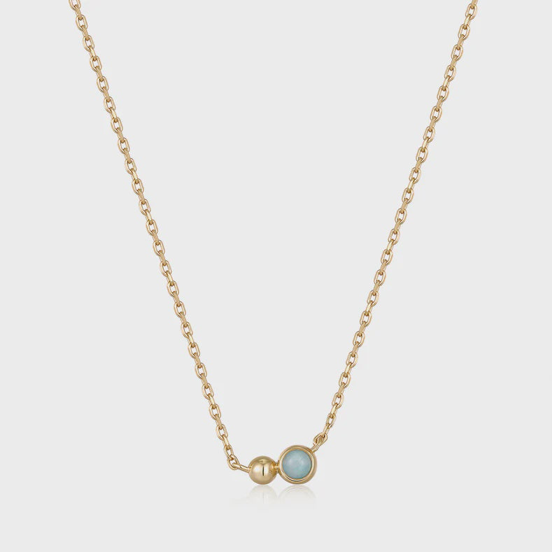 Silver Gold Plated Orb Amazonite Pendant Necklace