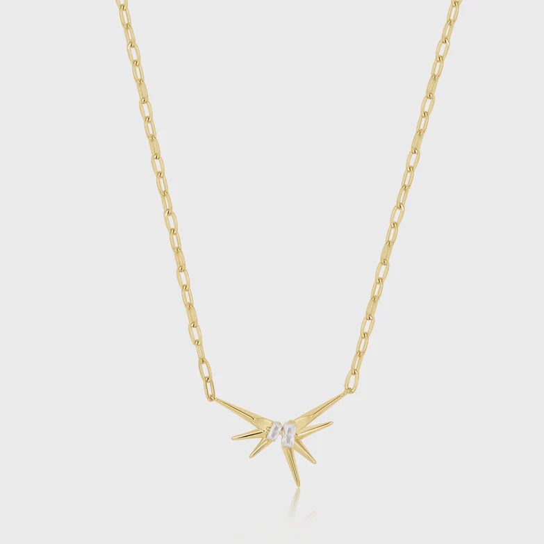 Silver Gold Plated Sparkle Spike Pendant Necklace