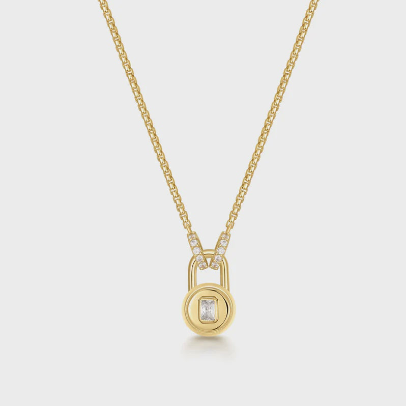 Gold Linked Locket Dangle Necklace