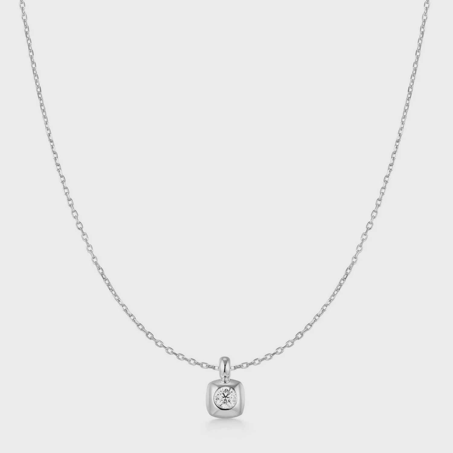 Ania Haie Silver Modern Bezel-Set Solitaire Necklace