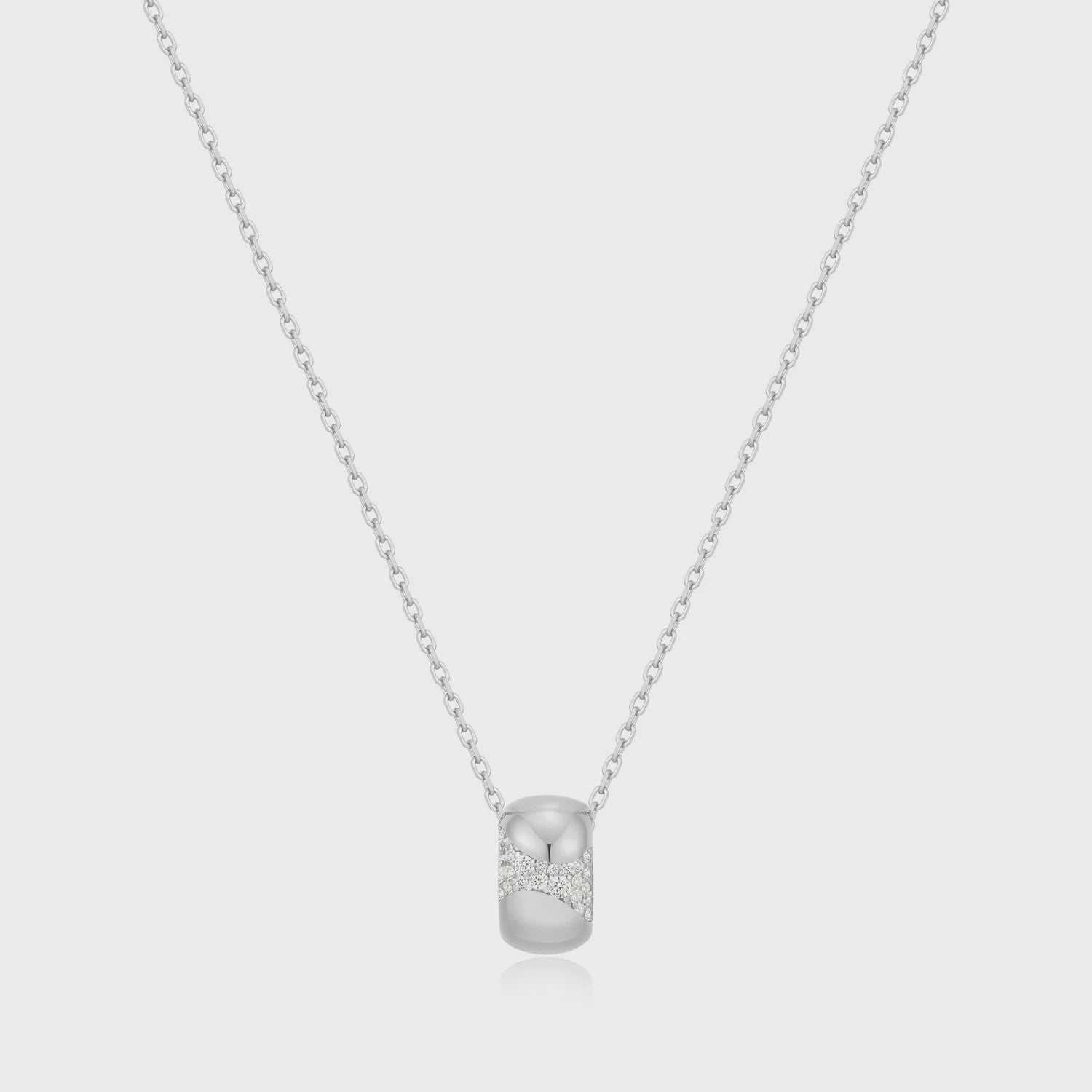 Ania Haie Silver Puffed Rivulet Pavé Necklace
