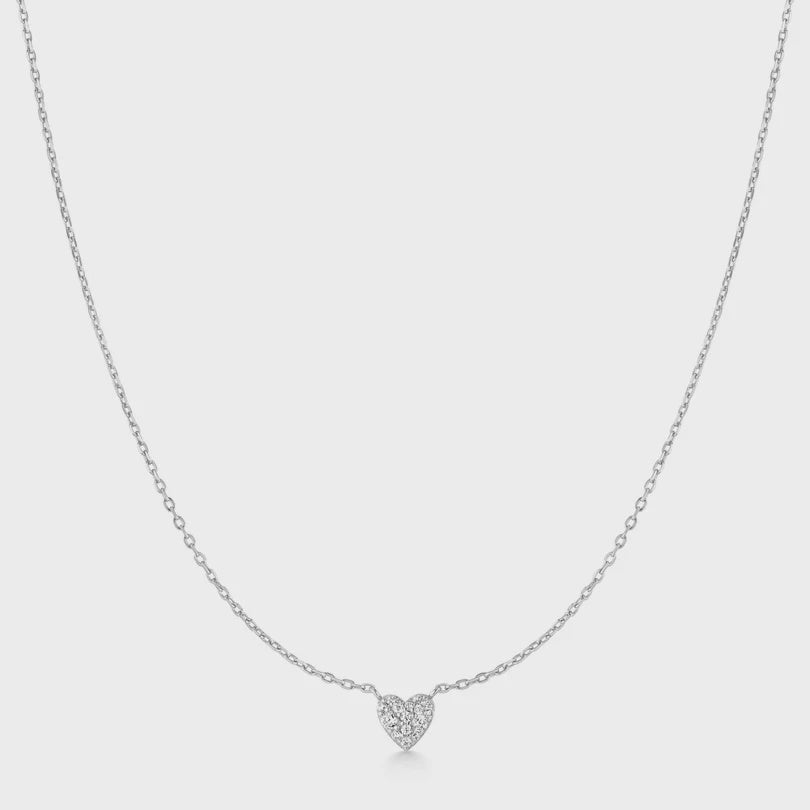 Silver Pavé Heart Necklace