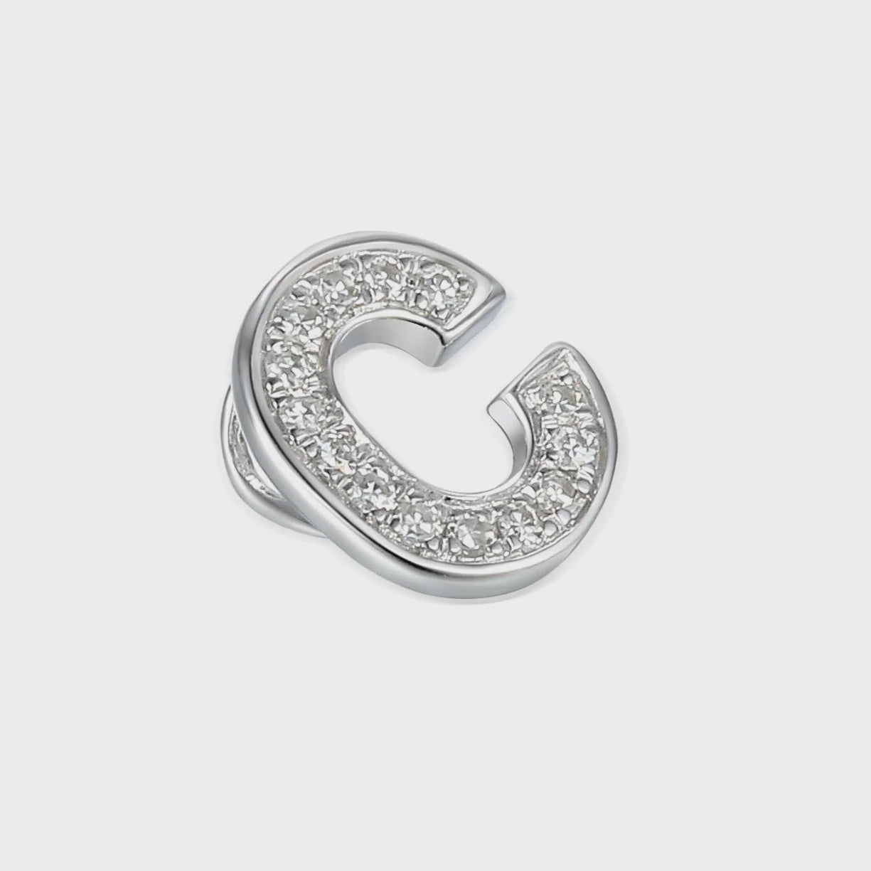 9ct White Gold 0.04ct Diamond 'C' Initial Pendant