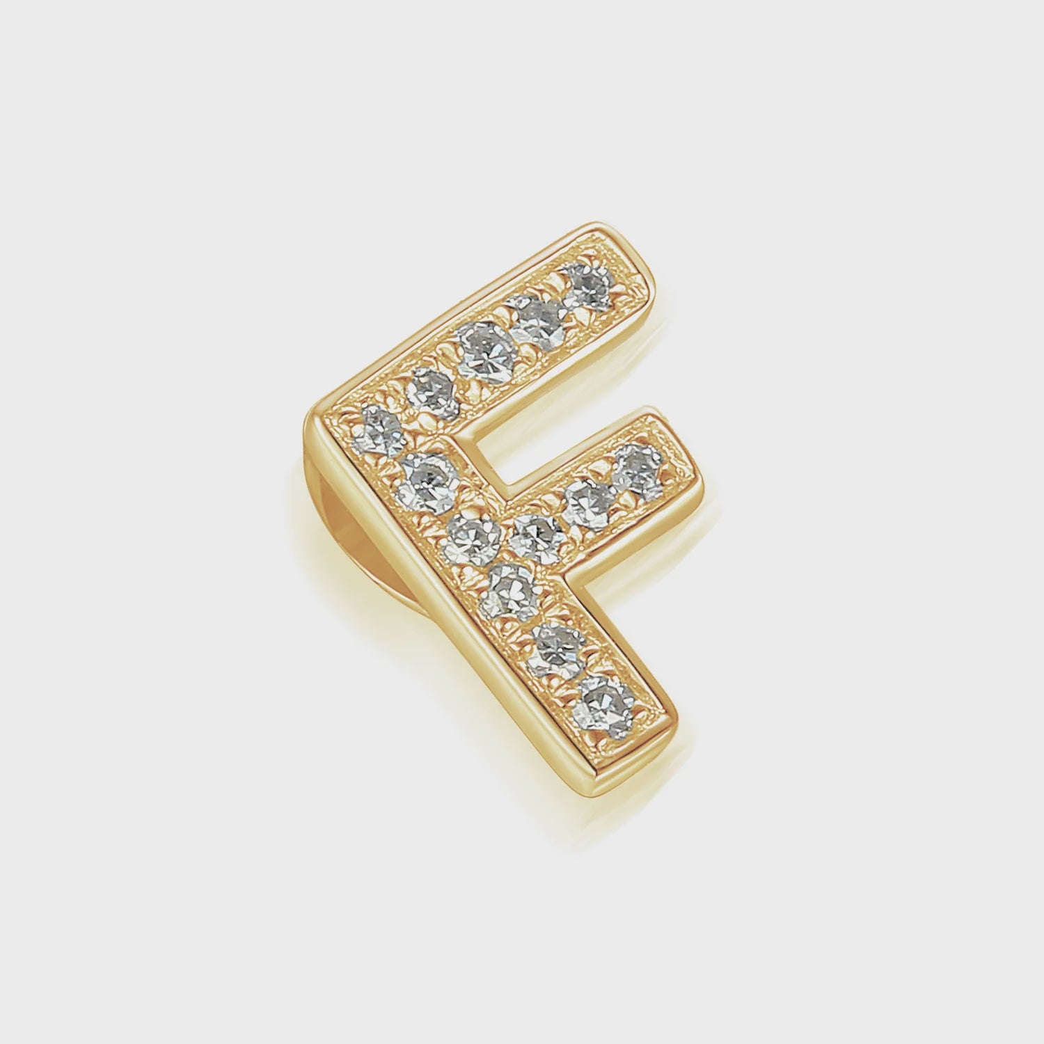 9ct Yellow Gold 4pt Diamond 'F' Initial Pendant
