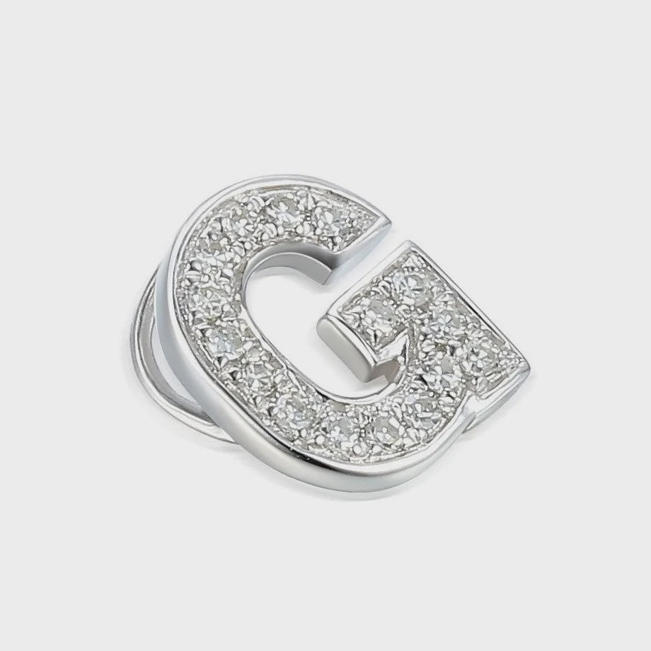 9ct White Gold 0.04ct Diamond 'G' Initial Pendant