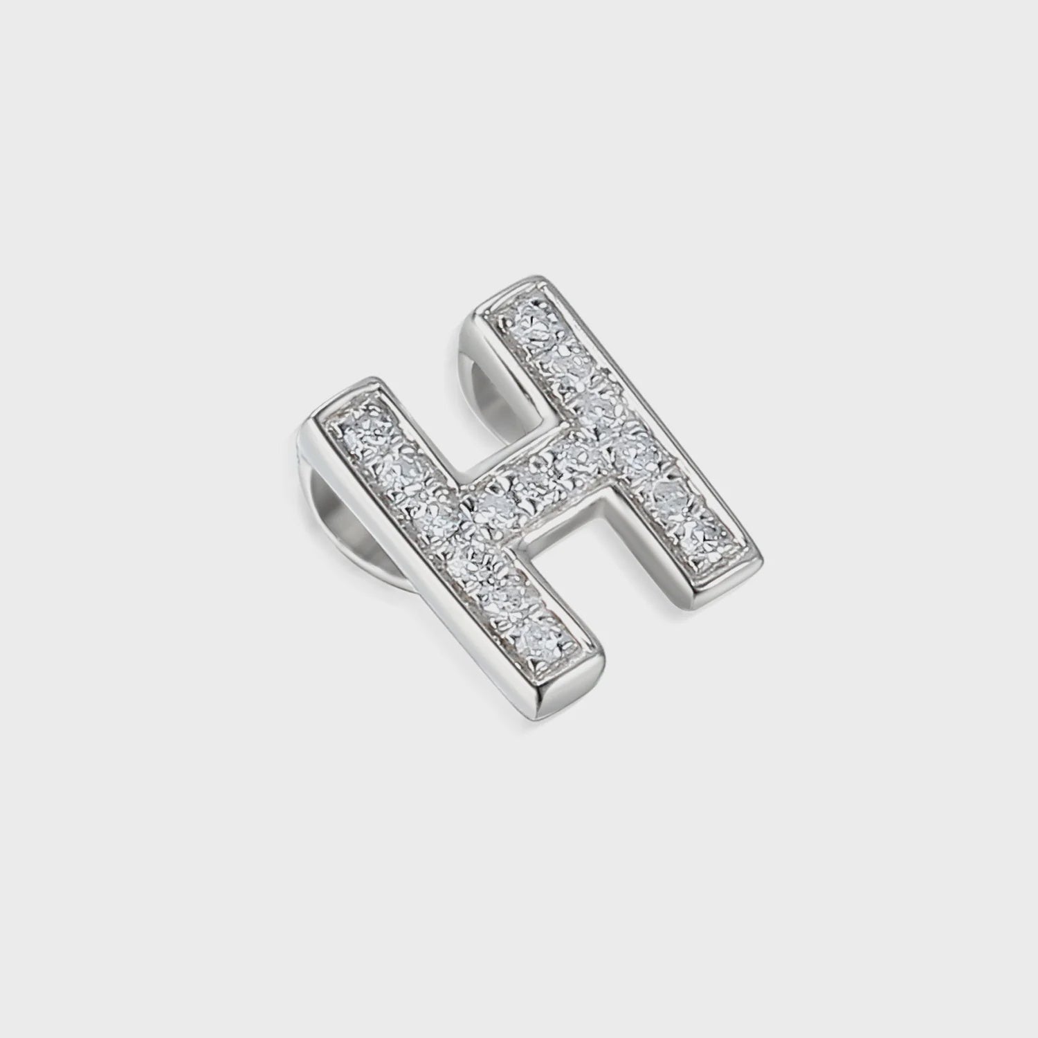 9ct White Gold Diamond ‘H’ Initial Pendant