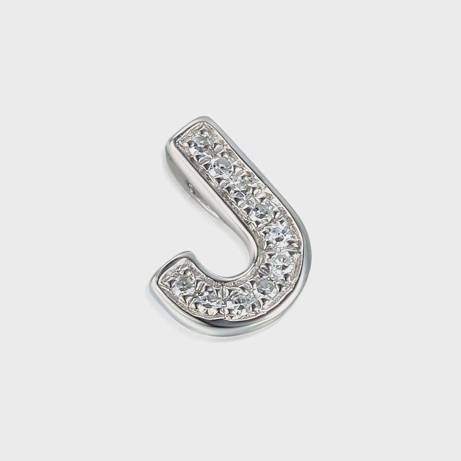 9ct White Gold 4pt Diamond 'J' Initial Pendant