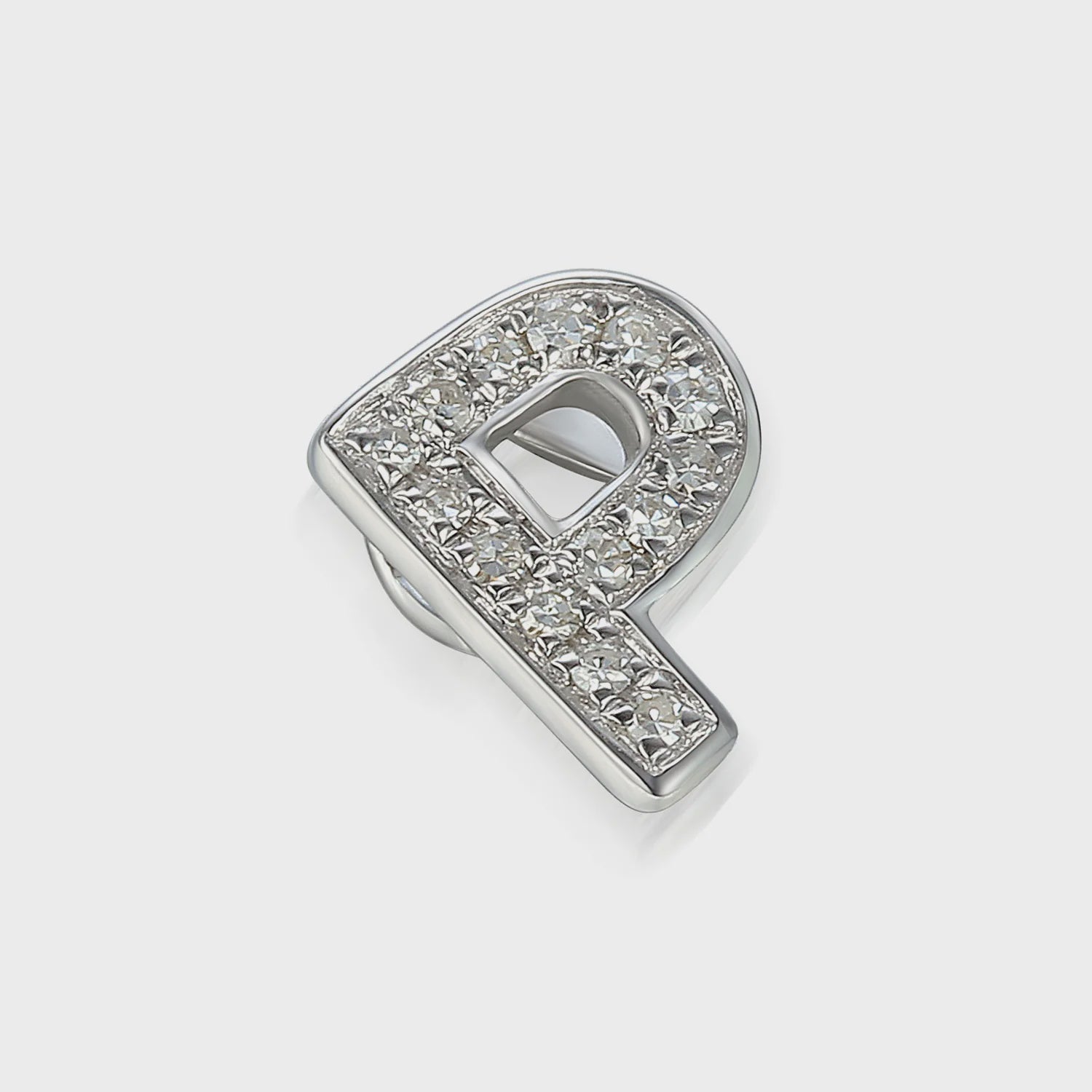 9ct White Gold 0.05ct Diamond 'P' Initial Pendant
