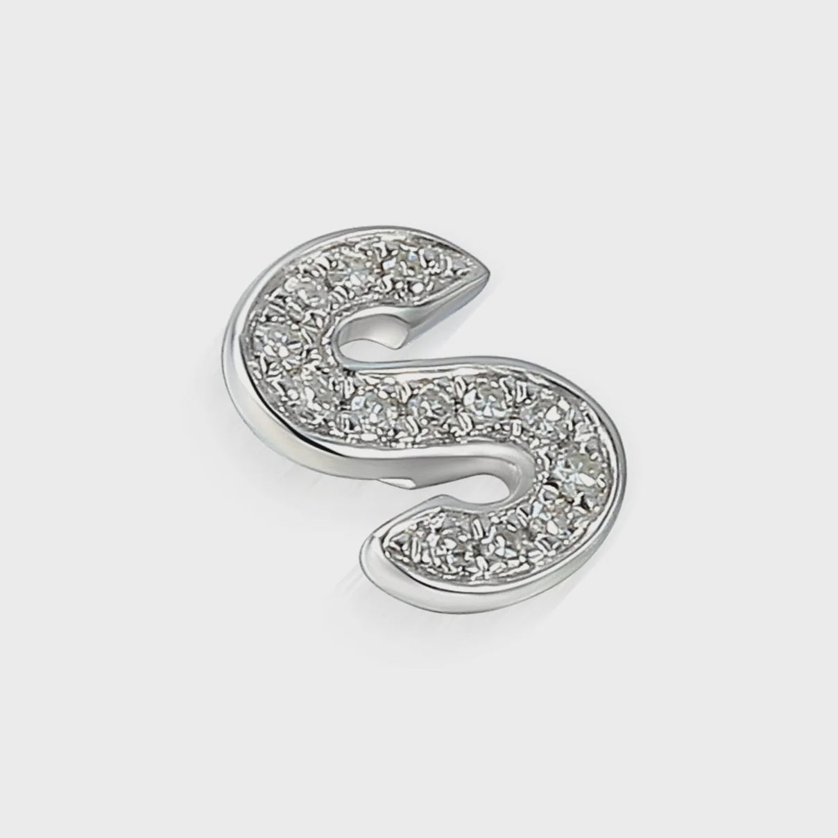 9ct White Gold 0.04ct Diamond 'S' Initial Pendant