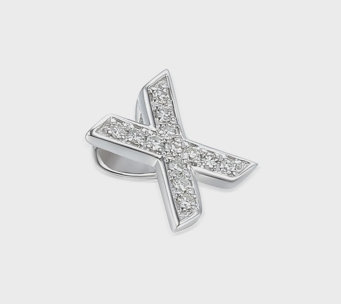 9ct White Gold 4pt Diamond 'X' Initial Pendant