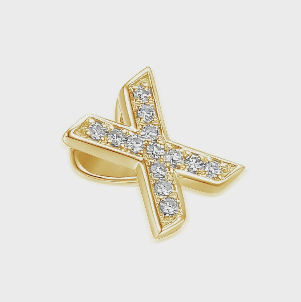9ct Yellow Gold 4pt Diamond 'X' Initial Pendant