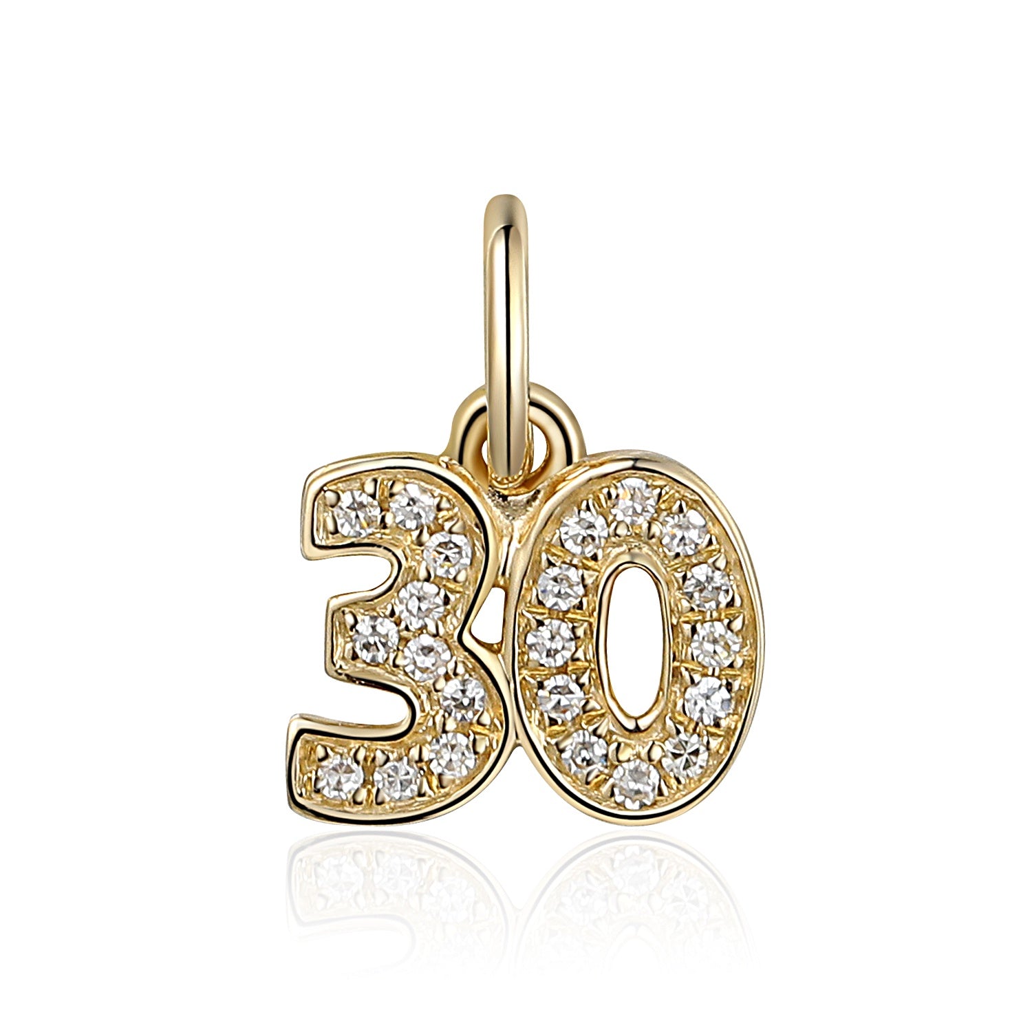 9ct Yellow Gold '30' 4pt Diamond Charm