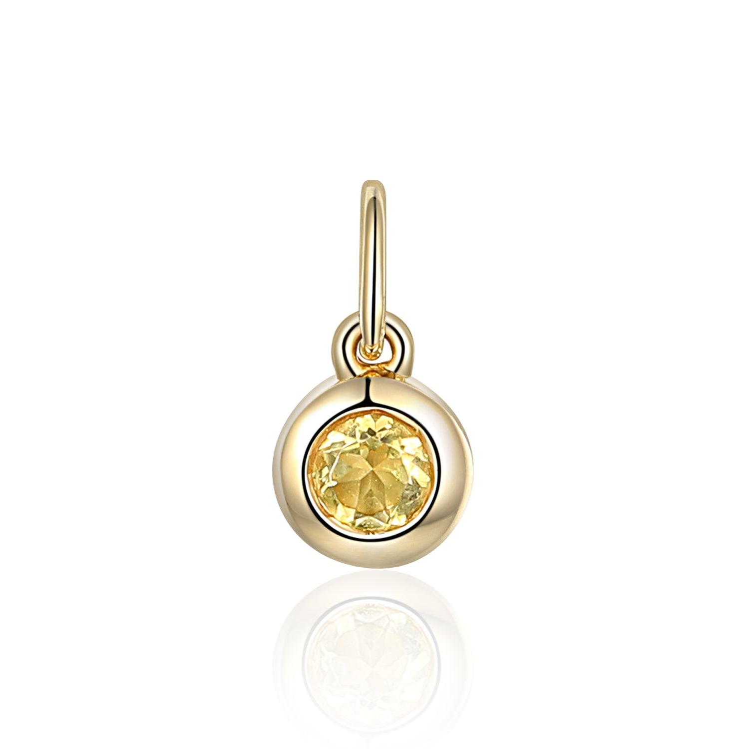 9ct Yellow Gold Round Rubover 0.18ct Citrine Charm