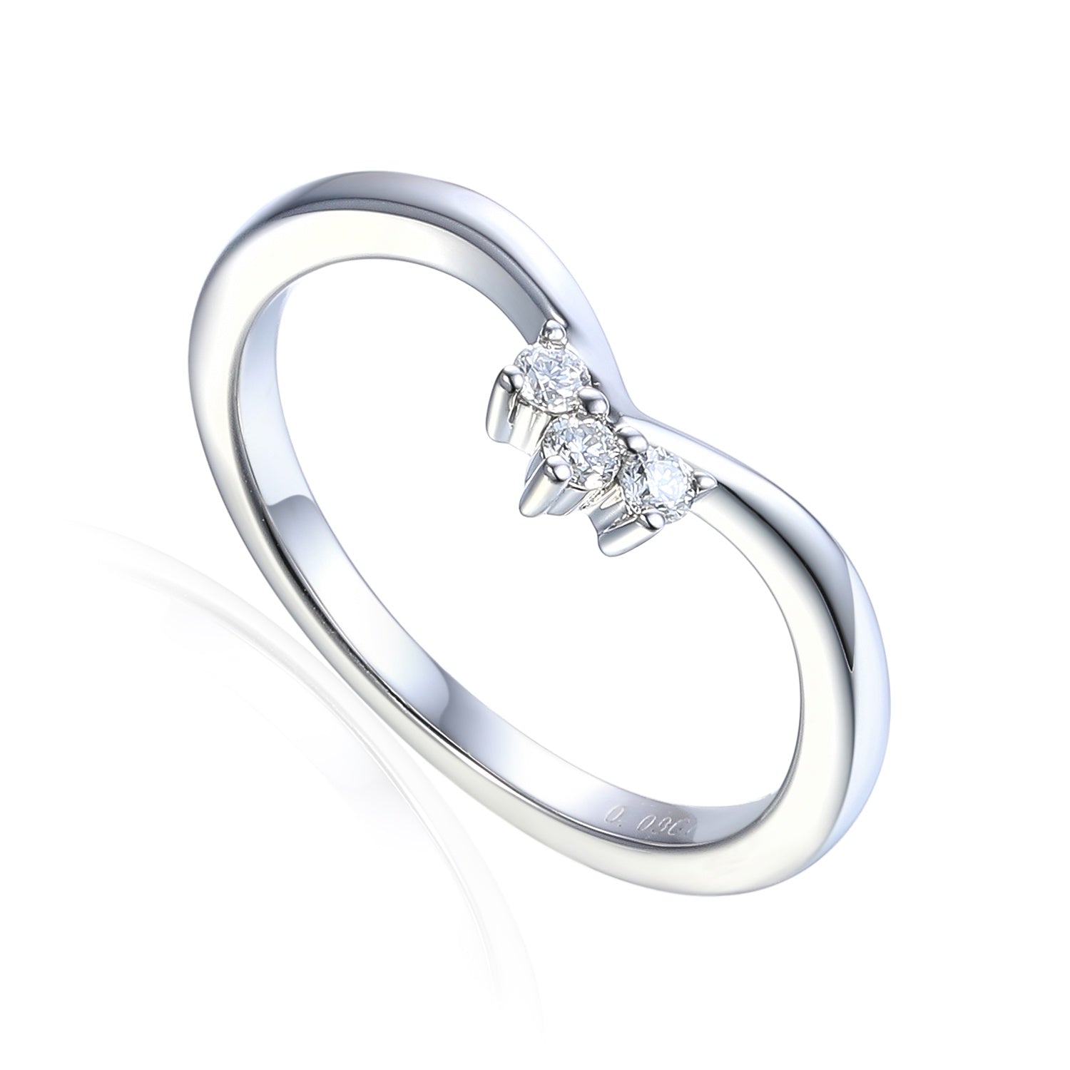 9ct White Gold 0.09ct Diamond Crown Ring with Platinum Jubilee Hallmark