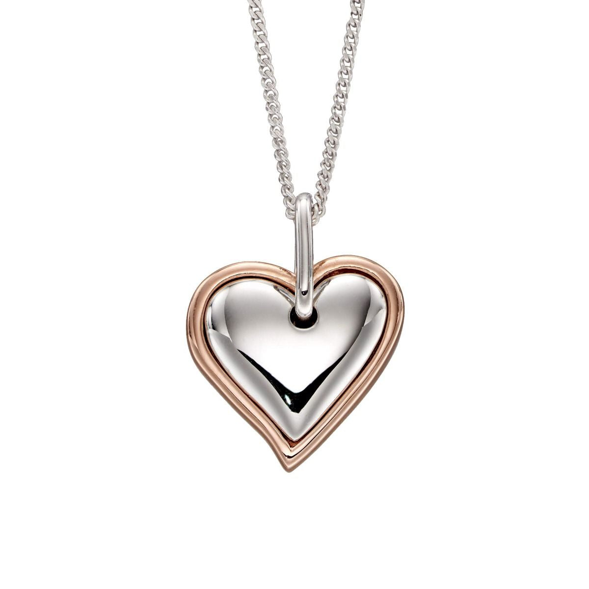Silver  Opening Heart Pendant Necklace with Rose Gold-Plating