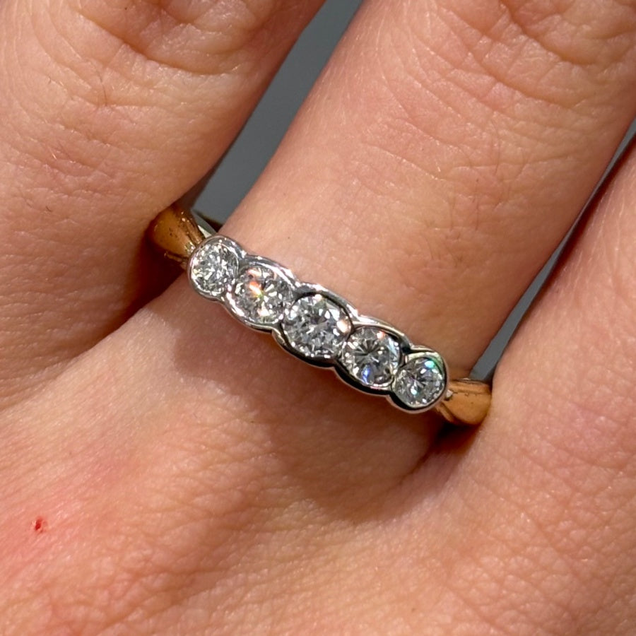 Pre-Owned 18ct Yellow Gold 0.50ct Diamond 5 Stone Ring