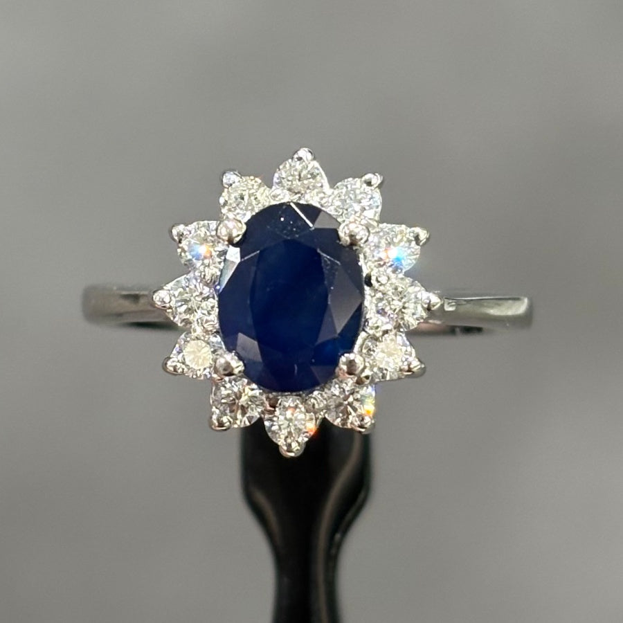 Pre-Owned 18ct White Gold 1.16ct Sapphire &amp; 0.36ct Diamond Ring