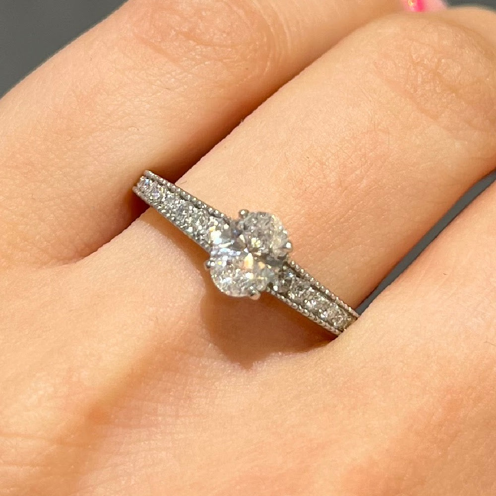 Platinum 0.50ct Oval Cut Diamond Solitaire Ring
