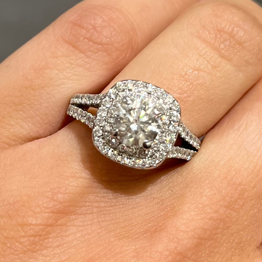 Pre-Owned 14ct White Gold Vera Wang 1.60ct Diamond Halo Ring