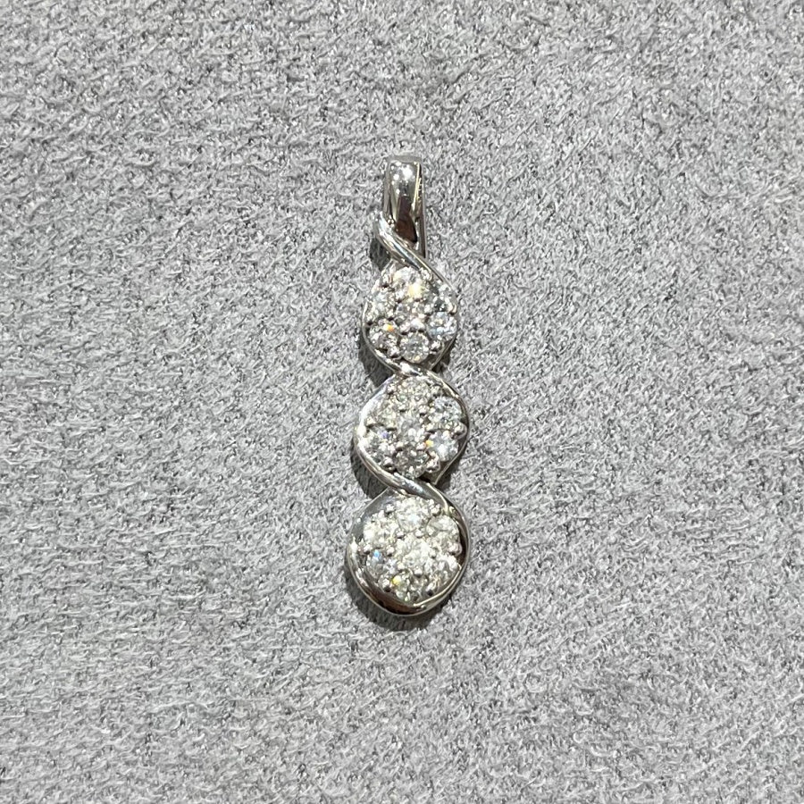 Pre-Owned 9ct White Gold 0.45ct Diamond 3 Tier Cluster Pendant