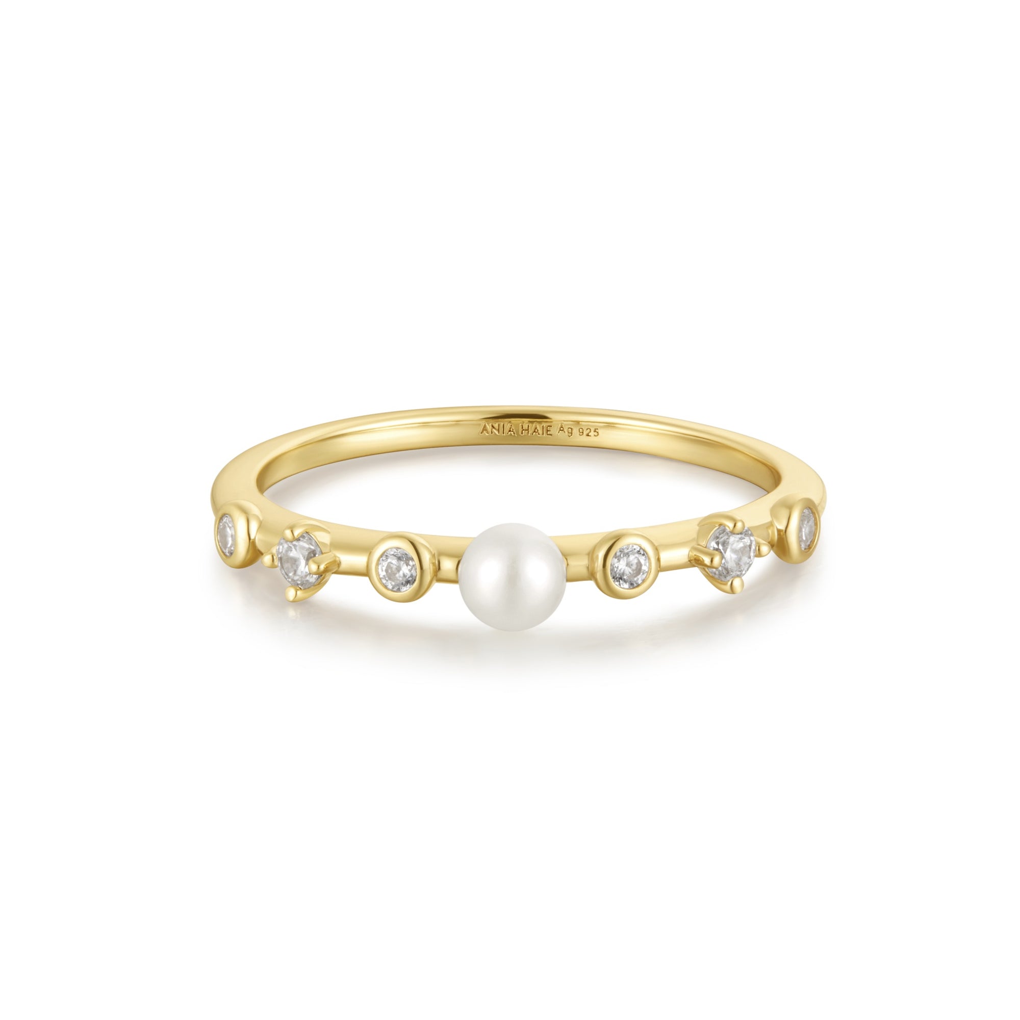 Silver Gold-Plated Chic Creator Pearl CZ Ring