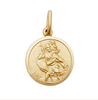 9ct Yellow Gold Round St Christopher