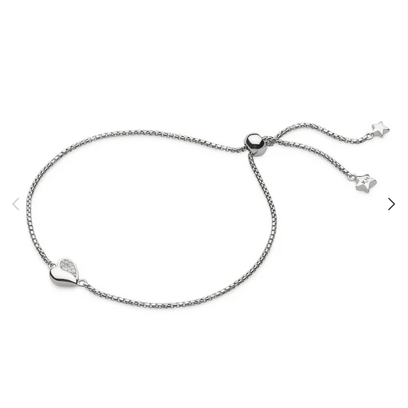 Silver Miniature Sparkle CZ Sweet Heart Toggle Bracelet S
