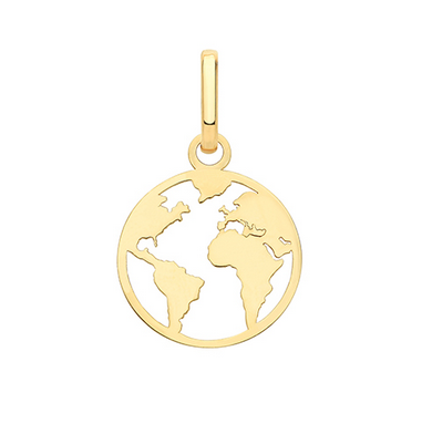 9ct Yellow Gold World Pendant