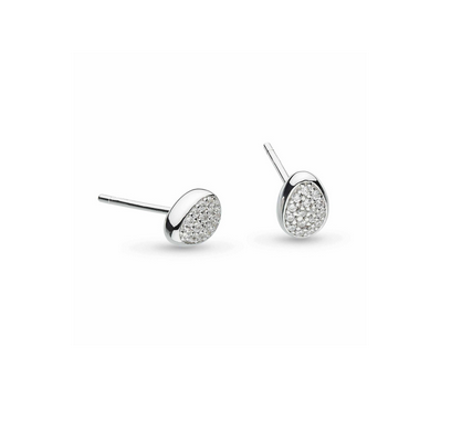 Silver Coast Pebble Glisten Pavé Stud Earrings