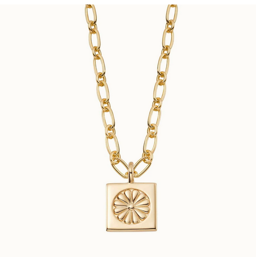 Silver Gold Plated Daisy Bloom Medallion Necklace