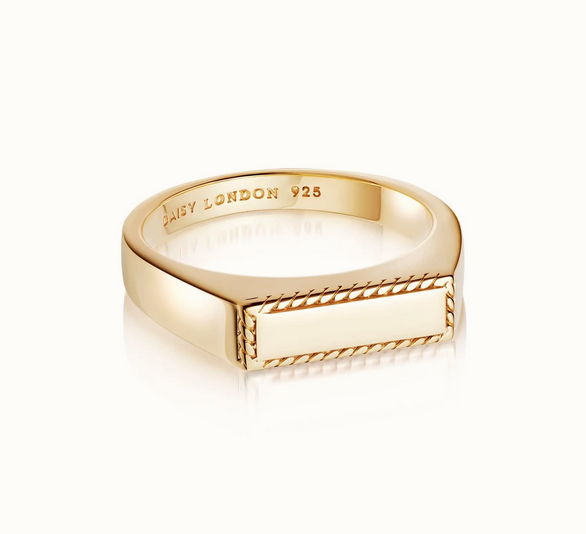 Silver Gold Plated Rope Signet Ring