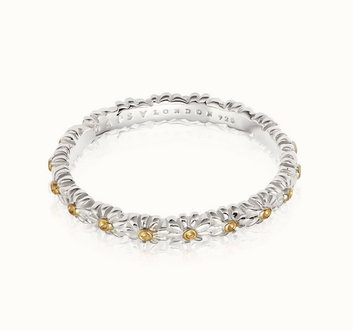 Silver Gold Plated Iota Daisy Ring