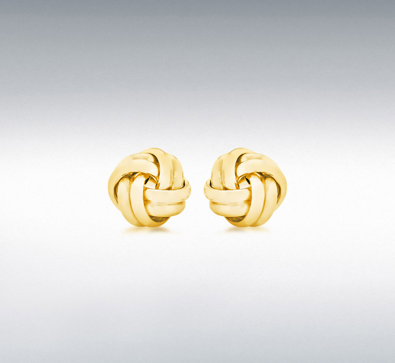 9ct Yellow Gold 8.5mm Double-Knot Stud Earrings