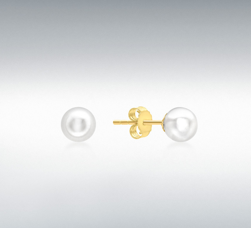 9ct Yellow Gold 5mm Freshwater Pearl Studs