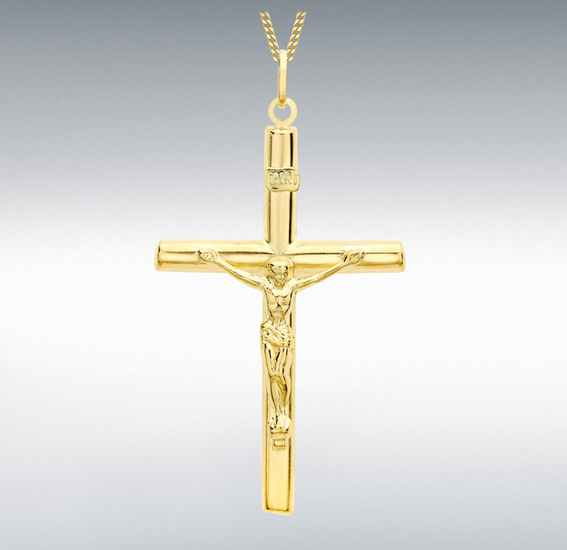 9ct Yellow Gold Crucifix Pendant 29mm x 48mm