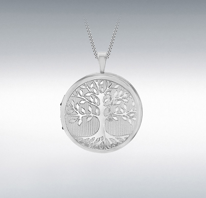Silver Rhodium Plated 'Tree of Life' Round Locket