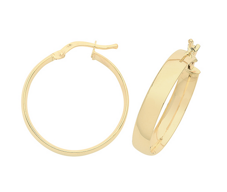9ct Yellow Gold 20mm Hinged Hoop Earrings
