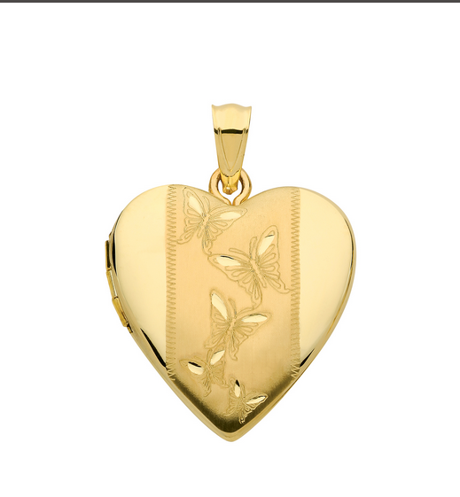 9ct Yellow Gold Heart Engraved Locket