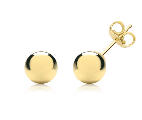 9ct Yellow Gold 6mm Ball Stud Earrings