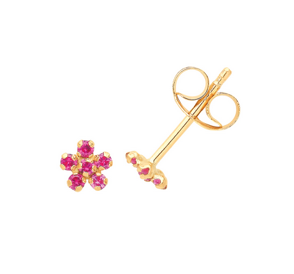 9ct Yellow Gold CZ Flower Stud Earrings