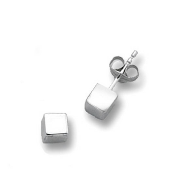 9ct White Gold Cube Stud Earrings