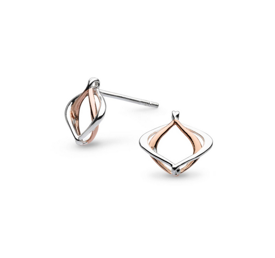 Silver Rose Gold Plated EntwineAlicia Stud Earrings